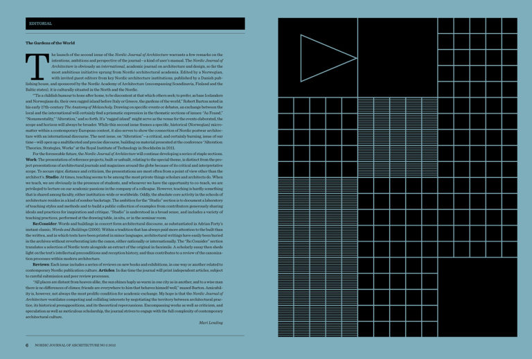 Spread from Nordic Journal of Architecture